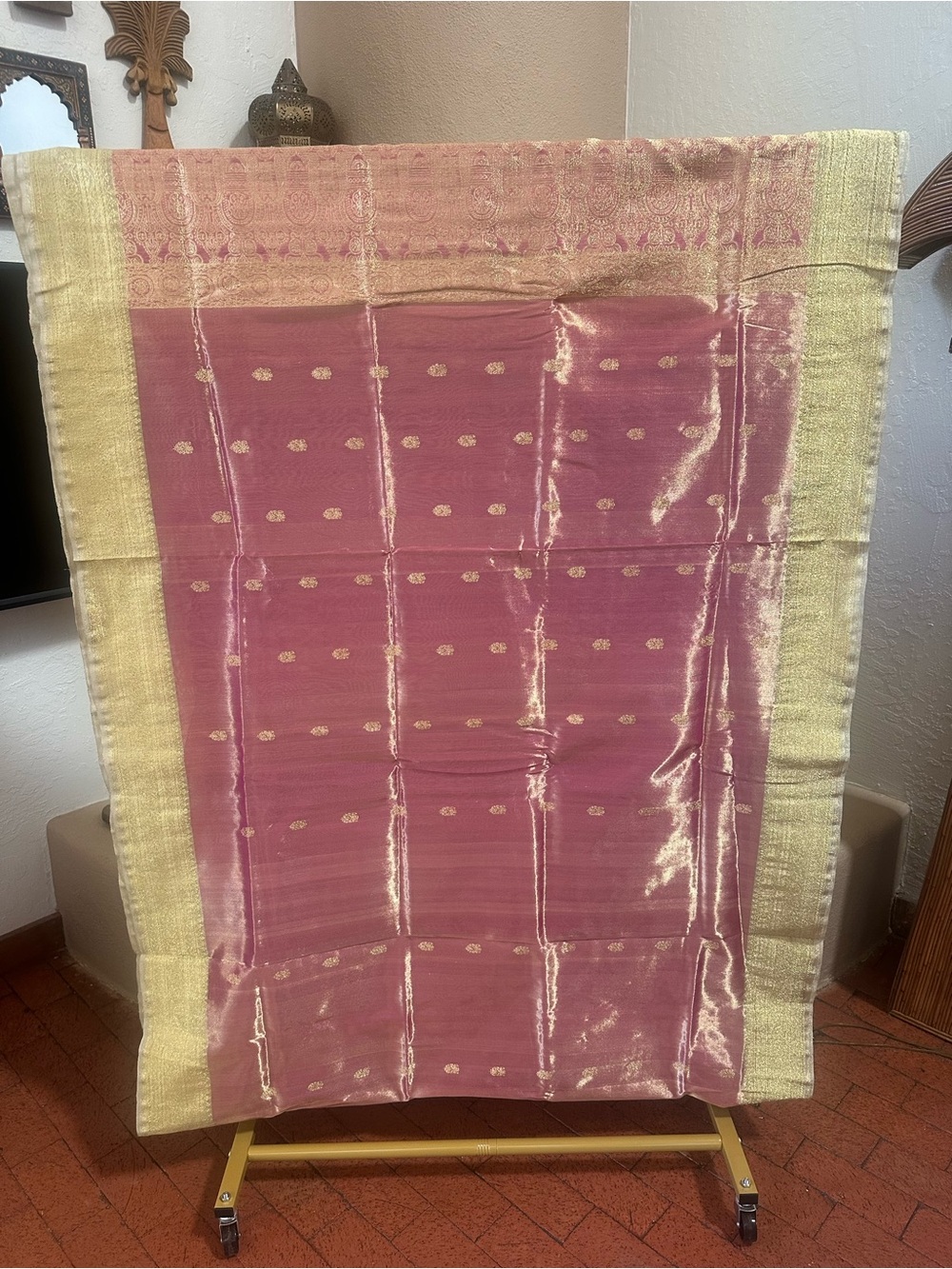 Pink silk organza saree